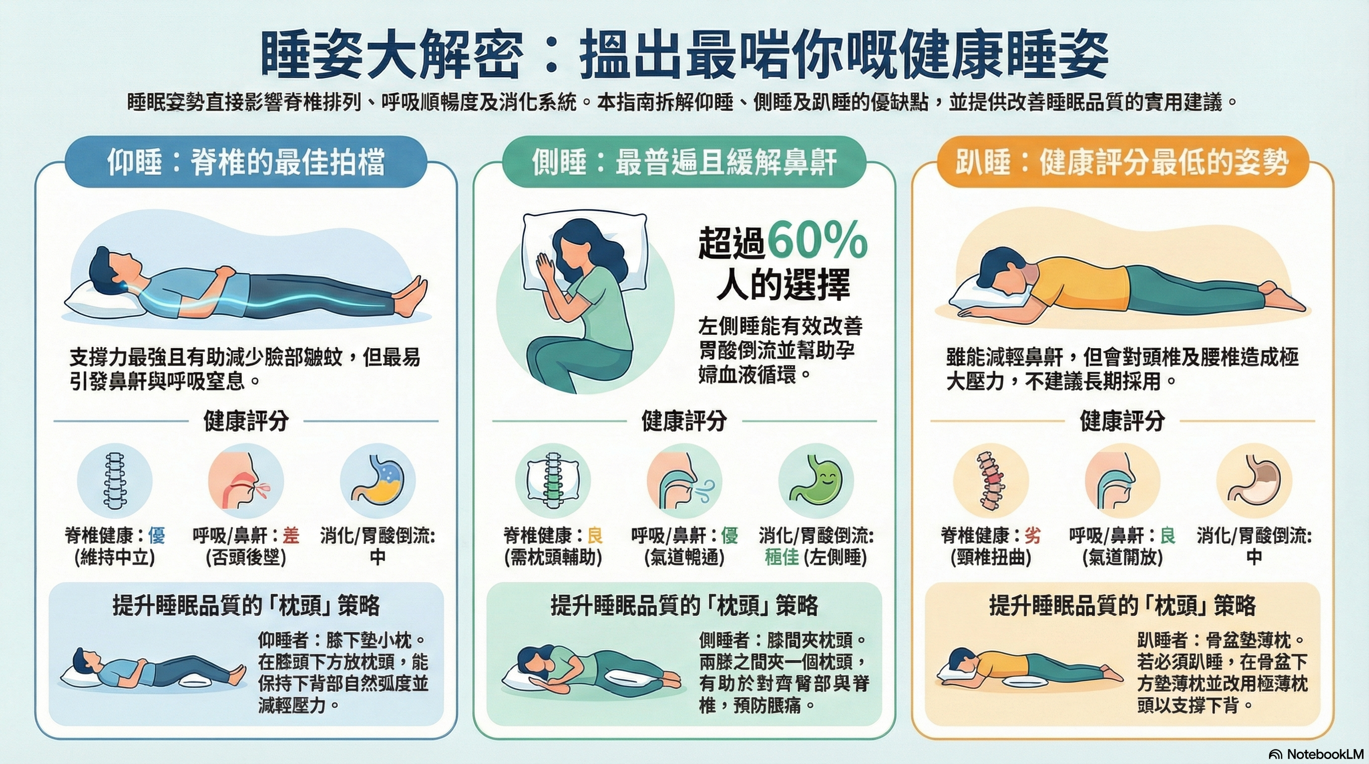 睡姿大解密：側睡、仰睡定趴睡？搵出最適合你嘅健康睡姿